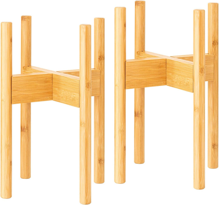 Rubberneck 2er Set Bambus Pflanzenständer - Verstellbare Blumentopfständer aus Bambusholz für den In
