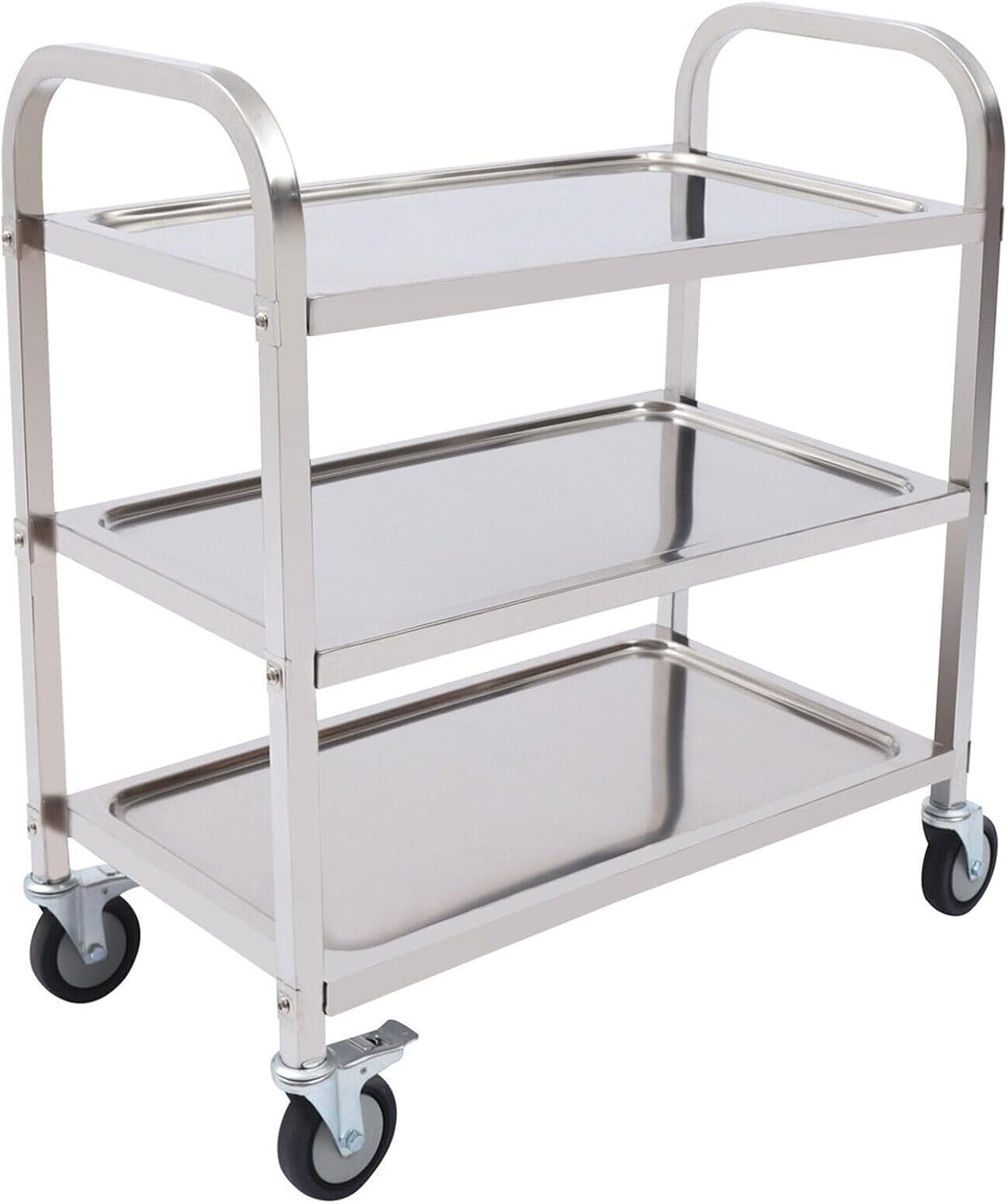 3 Etagen Küchenwagen,Edelstahl Servierwagen mit 4 Räder Edelstahlwagen 20kg/44.09lbs,für Restaurants