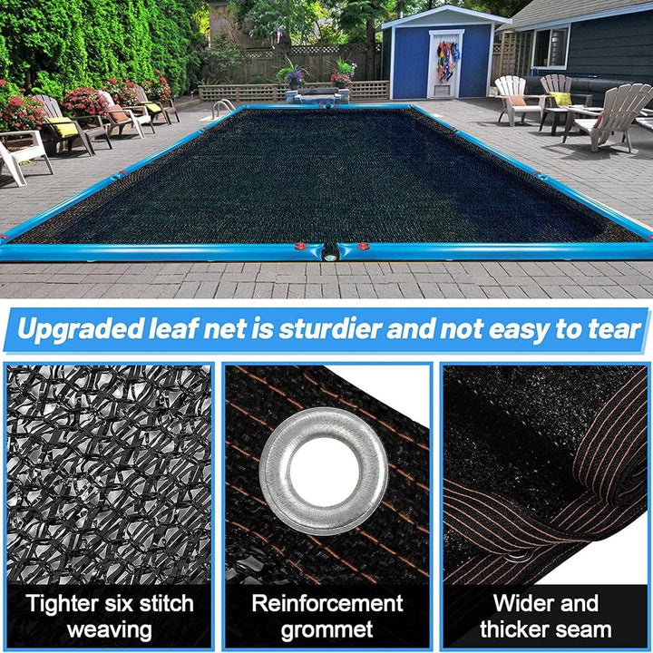 Pool-Laubnetz Abdeckung, Hochwertiges Rechteckiges Netz Für Bodenpools, Feinmaschiges Pool-Abdeckung