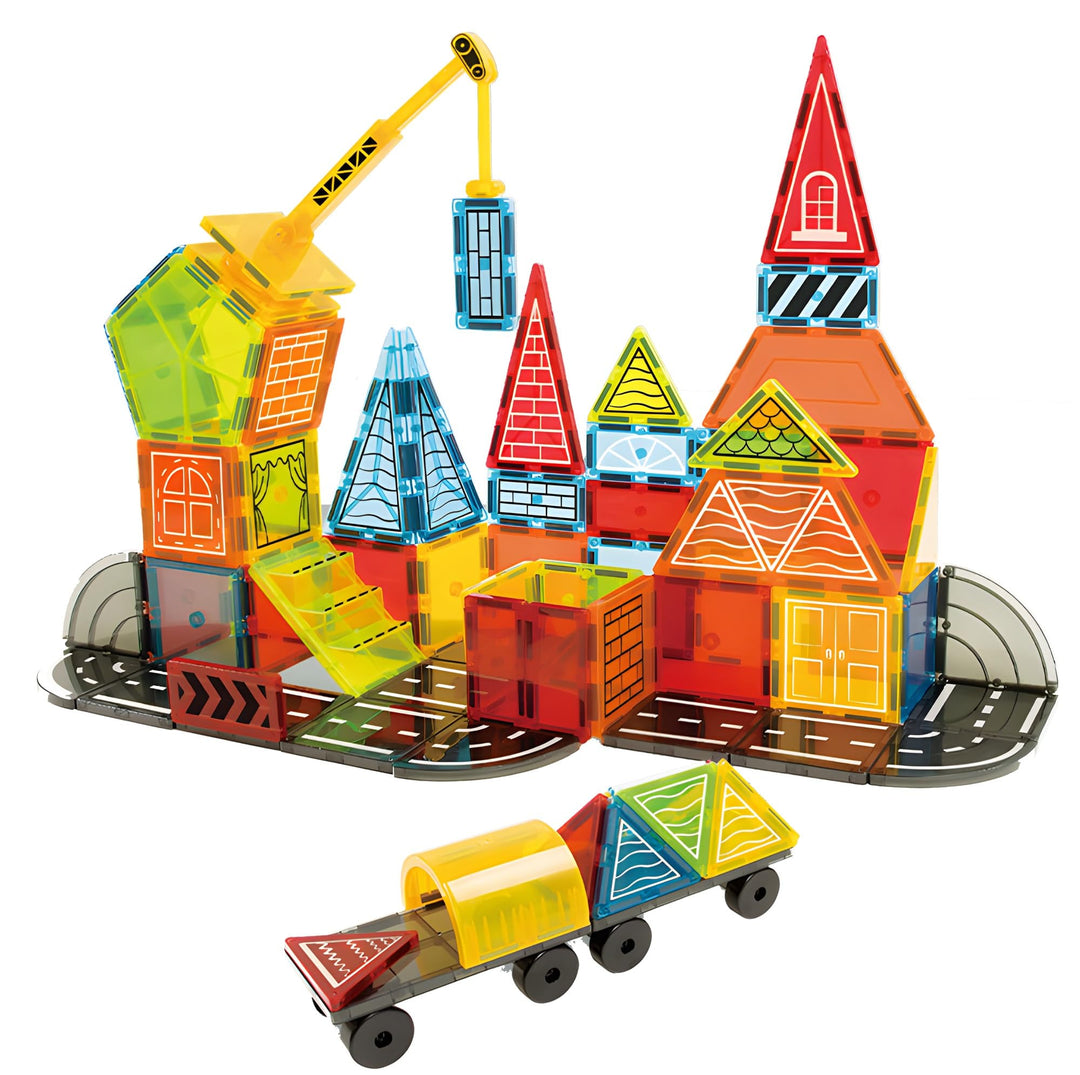 Olvy Magnetische Bausteine Montessori Spielzeug - 42 Magnetic Tiles Kinder - Magnetisches Konstrukti