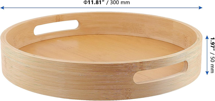 CHUIFAI 2 Stück 30cm Holz Drehteller, Bambus Lazy Susan Küchen Drehteller Organizer Holz Gewürzregal