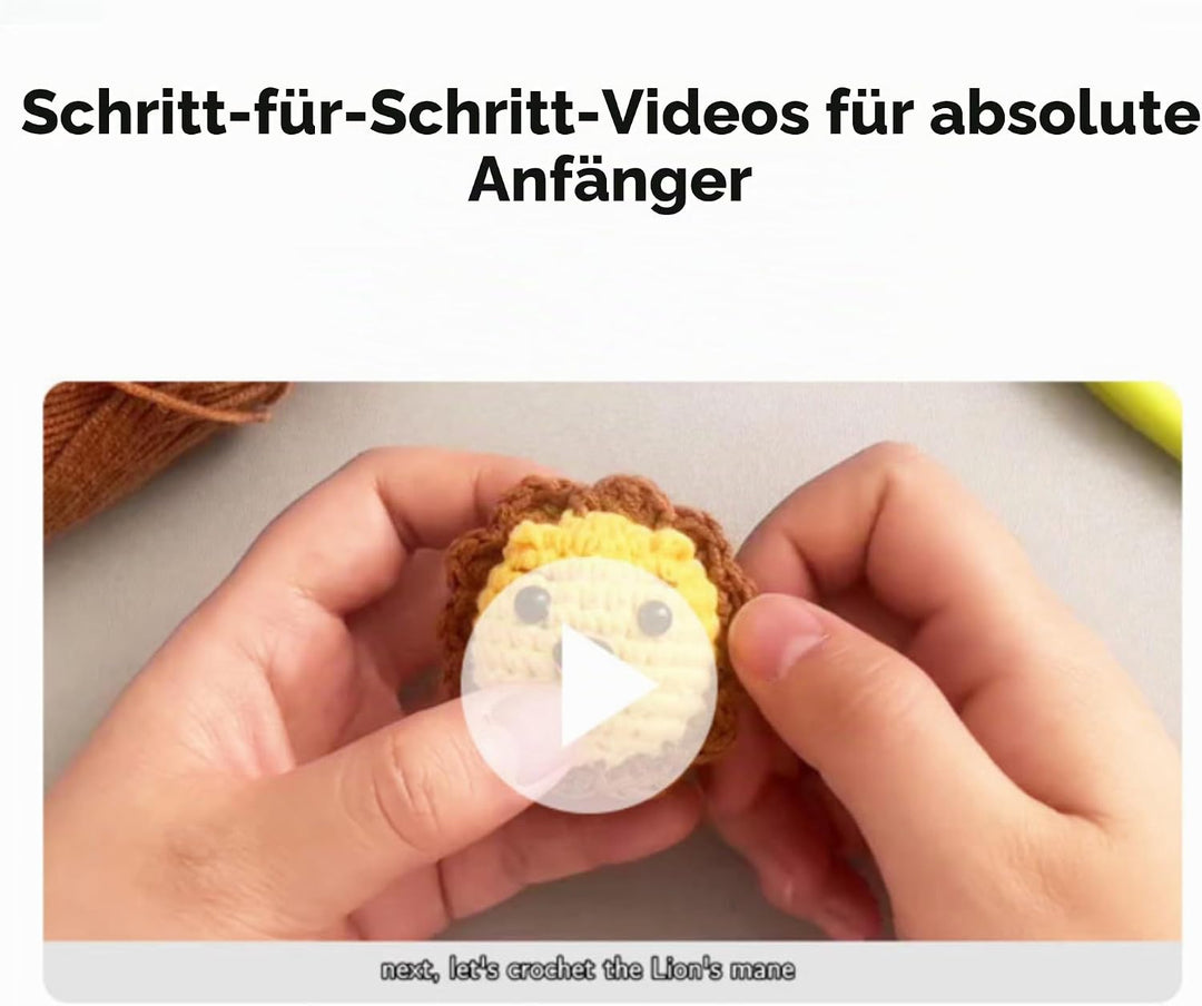 GCFTIFF Häkelset für Anfänger, Häkeln Sie Ihre eigenen 8 PCS Tiere, Häkelset für Anfänger mit Schrit