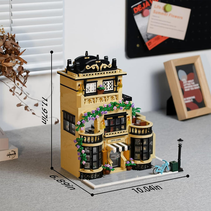 ENJBRICK Blumen Stadt Kaffeehaus Bausatz Kompatibel mit Lego für Adutls, Architektur Bauhaus Kit für