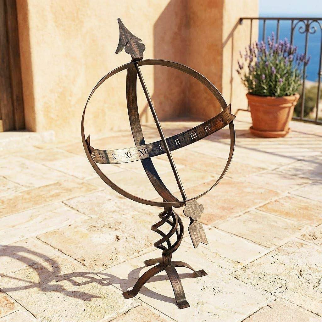 DanDiBo Sonnenuhr Garten Gross Metall Patina Schmiedeeisen Deko Wetterfest 70 cm Gartenuhr Uhr