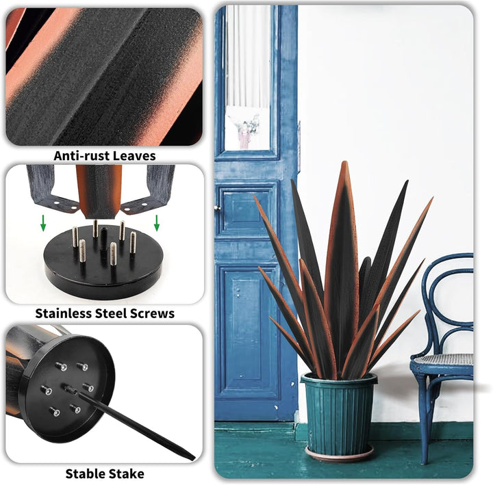 Grosse rustikale Tequila-Skulptur, rustikale Metall-Agave-Pflanzen für den Aussenbereich, Terrasse,