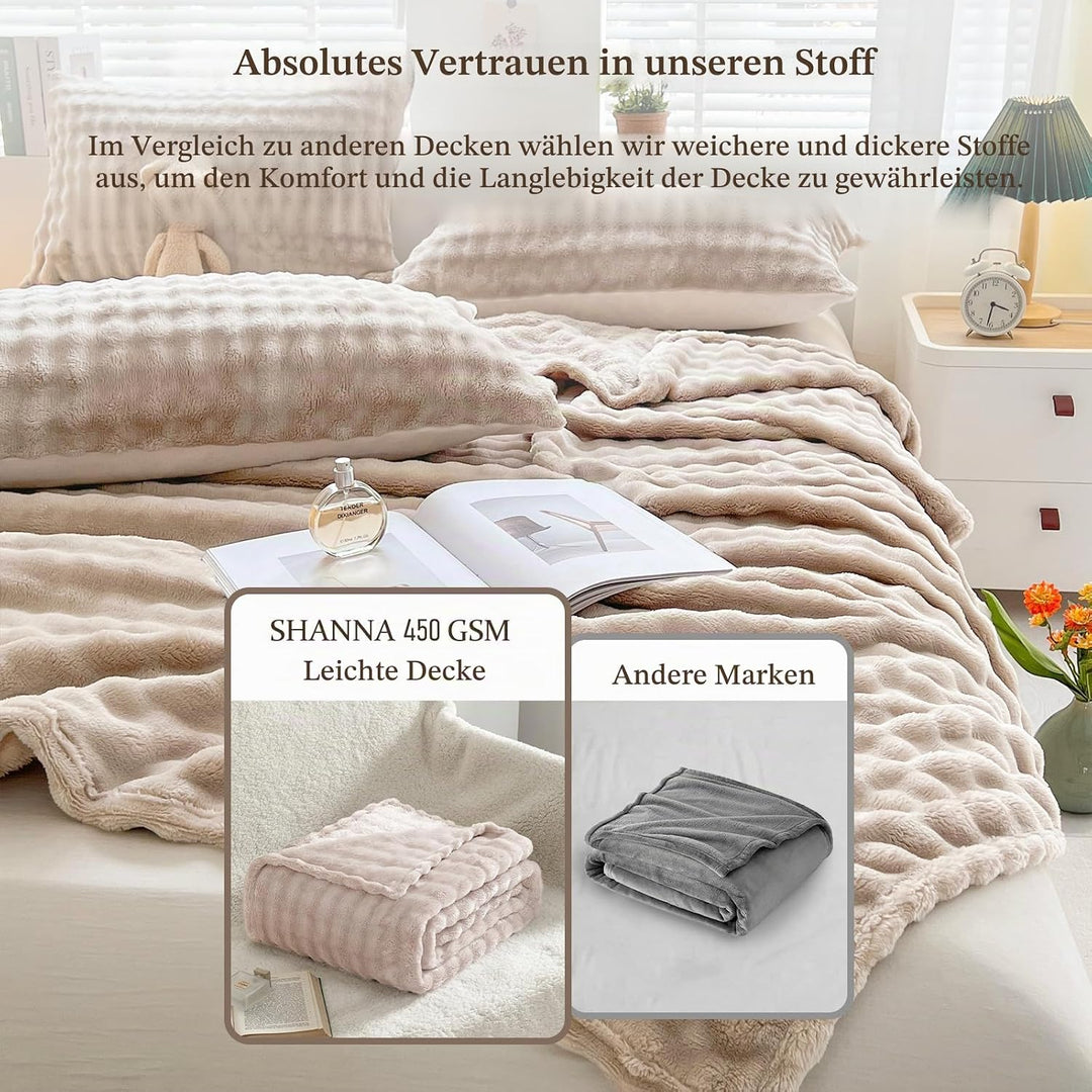 Kuscheldecke Milchsamt Blasen Decke Super Soft Wohndecke Dick 450 G/M² Flanell Decke Couchdecke Warm