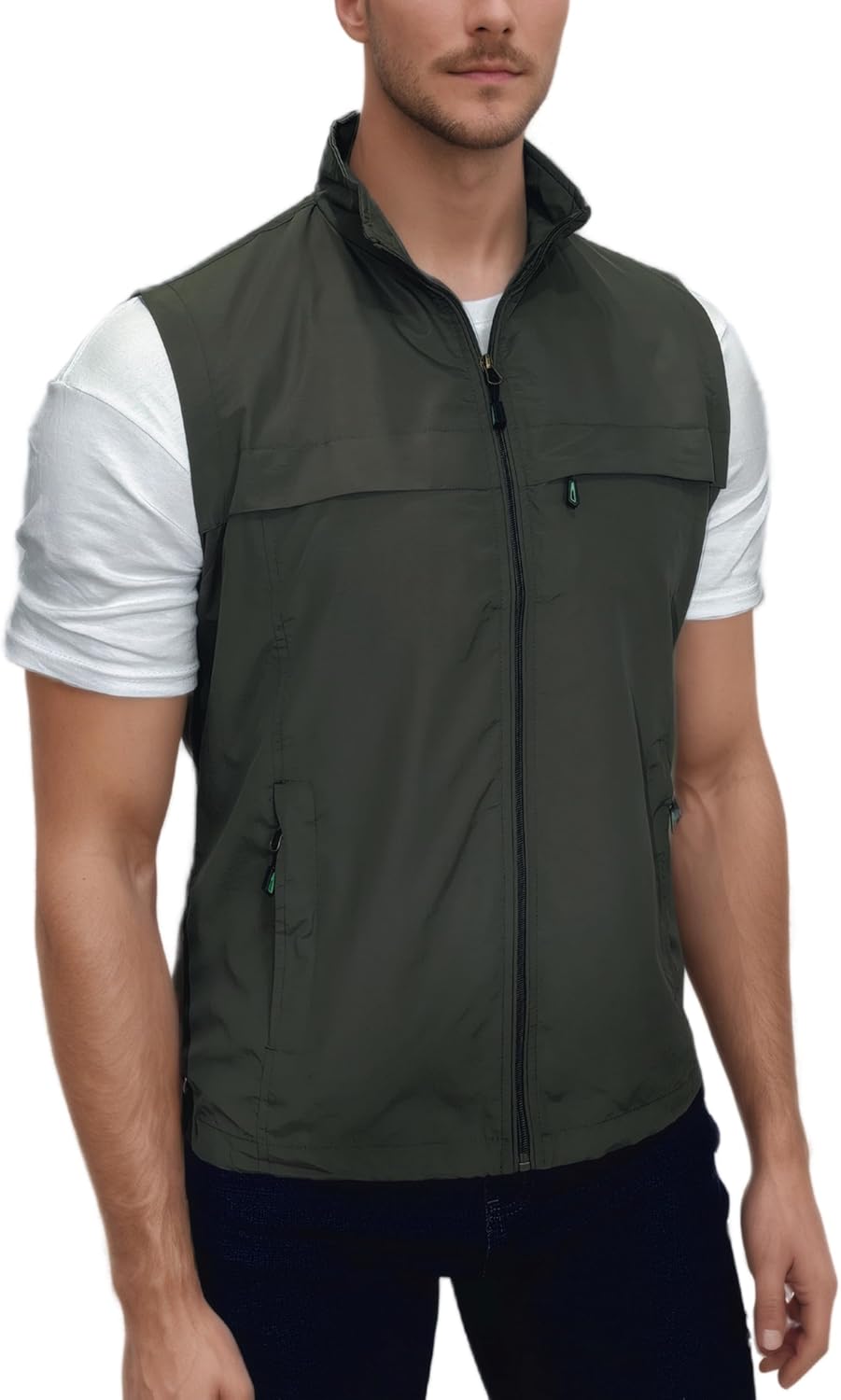 MeiLayM Herren Outdoor Angelweste Multi Pocket Weste Sommer Schnell Trocknende Weste Sport Reissvers