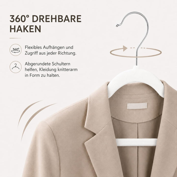 HOUSE DAY Kleiderbügel Samt 40 Stück, rutschfeste Schmale Bügel als Kleiderbügel Platzsparend design