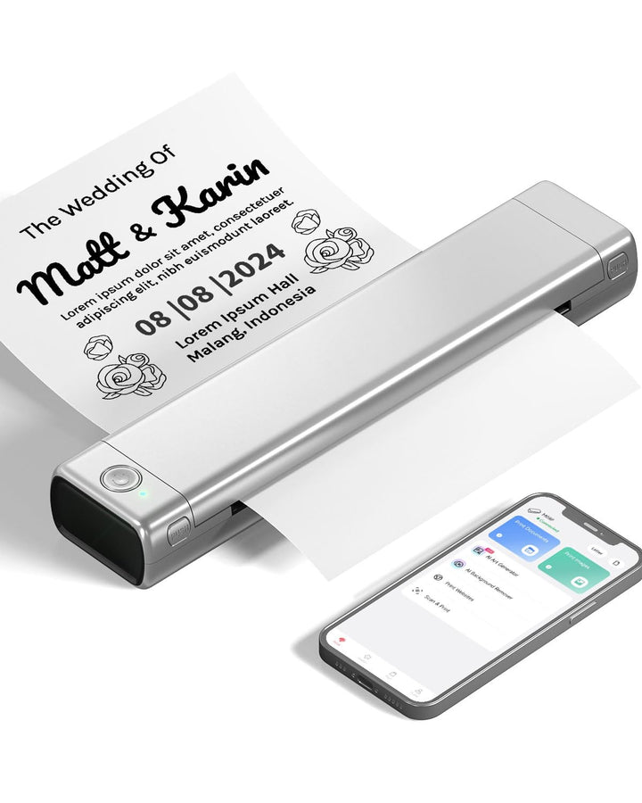 Phomemo M08F Tragbarer Thermodrucker Wireless Bluetooth Mobile Drucker A4 für Unterwegs Unterstützt