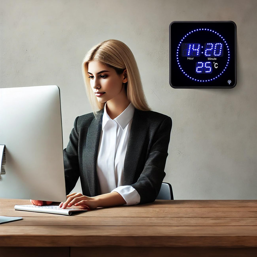 Lunartec Funkuhr: Flache LED-Funk-Tisch- und Wanduhr, Temperatur-Anzeige, Blaue LEDs (Digital Wanduh