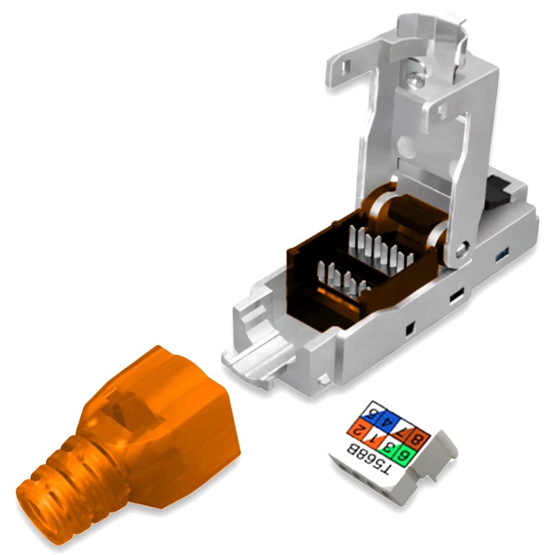 12 Stück Netzwerkstecker Cat 7 werkzeuglos CAT7 CAT7A RJ45 LAN UTP Kabel Stecker ohne Werkzeug werkz