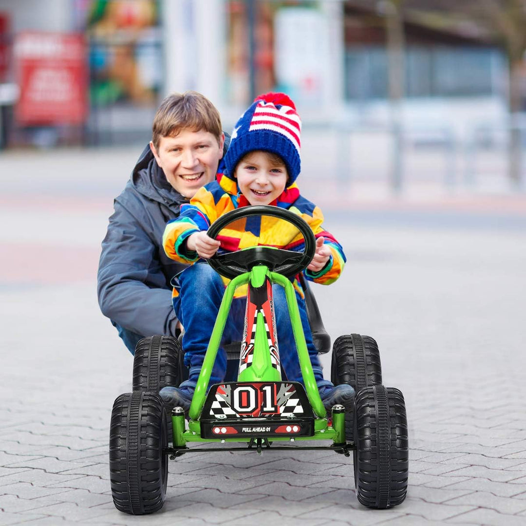 RELAX4LIFE Kinder Gokart mit Handbremse &amp; verstellbarem Sitz, Tretauto mit Pedalen, Tretfahrzeug bis
