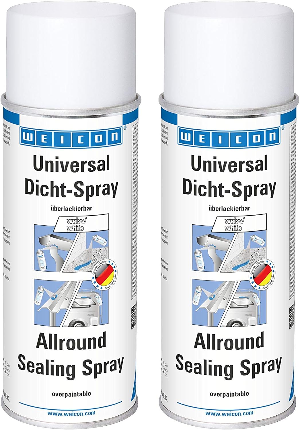 WEICON Universal Dicht-Spray 400 ml 2er Set | Dichtmittel für den Innen- und Aussenbereich | Sprühku