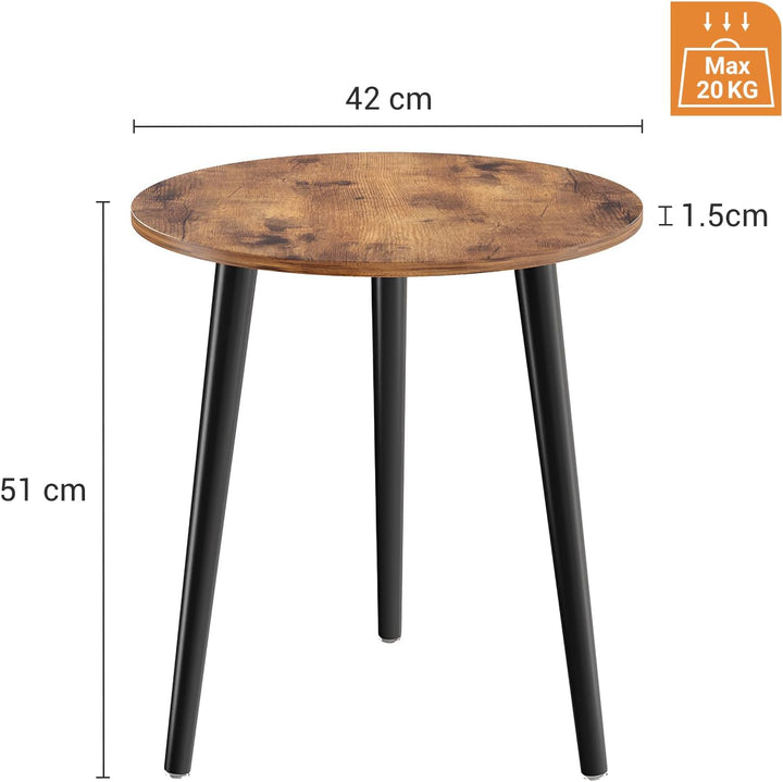 APICIZON Beistelltisch Rund Holz - Klein, Skandinavischer Stil, Vintage Braun, 42x42x51CM, Einfacher