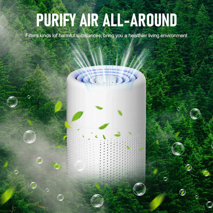 Luftreiniger Allergiker mit Aktivkohlefilter USB Tragbar HEPA Filter 5W Geräuscharm Für Tierhaare &