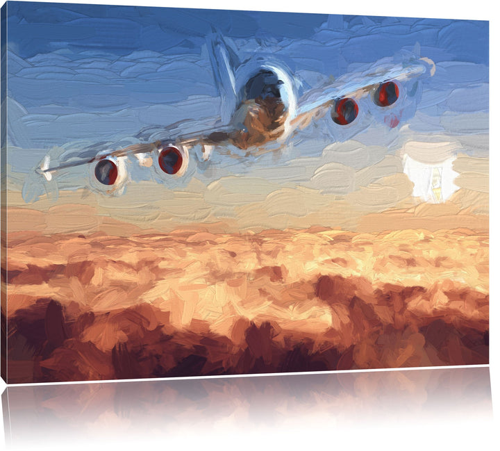 Pixxprint Flugzeug 100x70cm Leinwandbild Wandbild Kunstdruck, 100x70