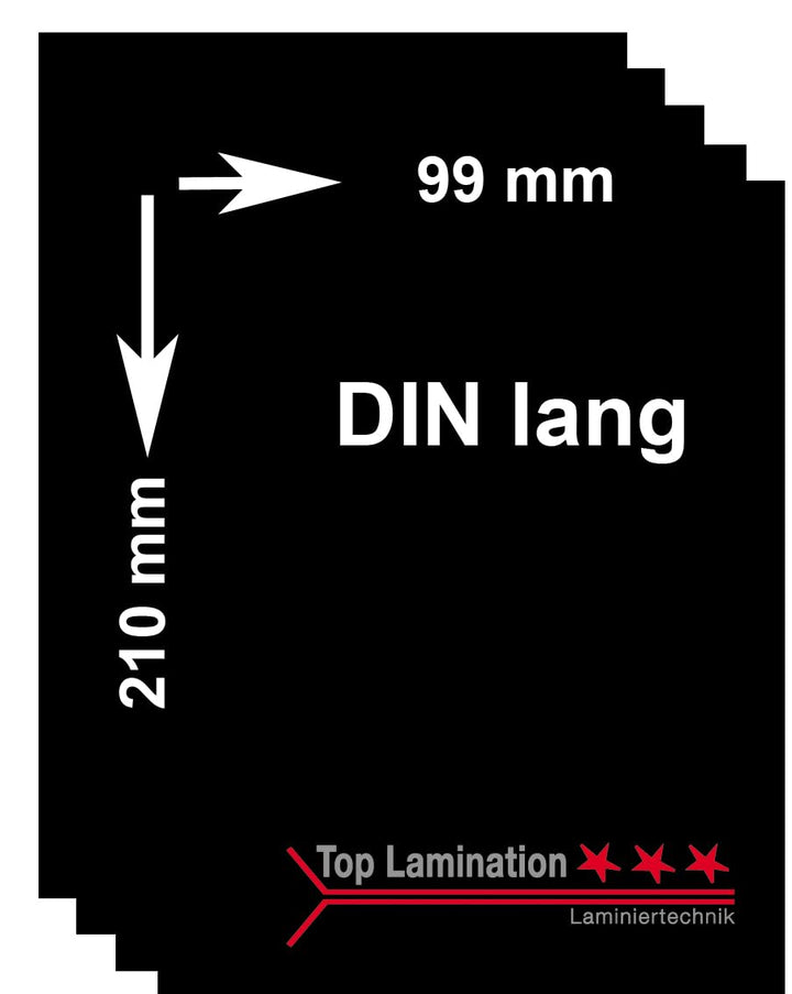 Top Lamination 100 Blatt DIN lang (99x210mm) 350g/m² schwarzes Papier - Black Paper, DIN lang (99 x