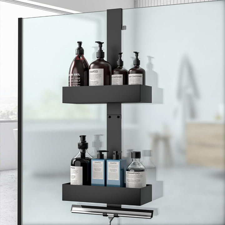 Diwoker Duschablage zum Hängen, Duschregal Ohne Bohren für Rahmenlos Glastür, Badezimmer Organizer S