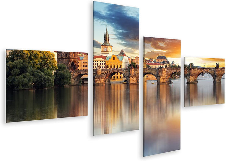 islandburner Bild auf Leinwand Prag Karlsbrücke Tschechische Republik Bilder Wandbilder Poster 150x8