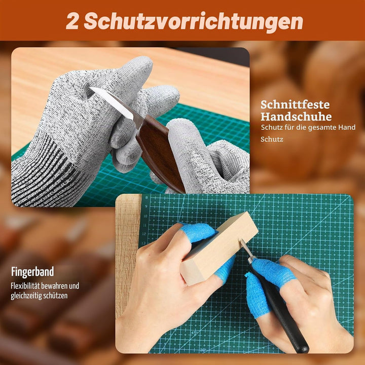 Housolution Holzschnitzset mit Lederetui, 24PCS Holzschnitzwerkzeuge Schnitzset enthält Schnitzmesse