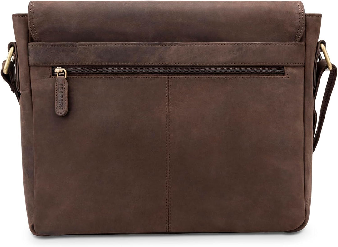 LEABAGS Leder Umhängetasche Herren & Damen I Echtleder Laptoptasche bis 14 Zoll I Messenger Bag mit