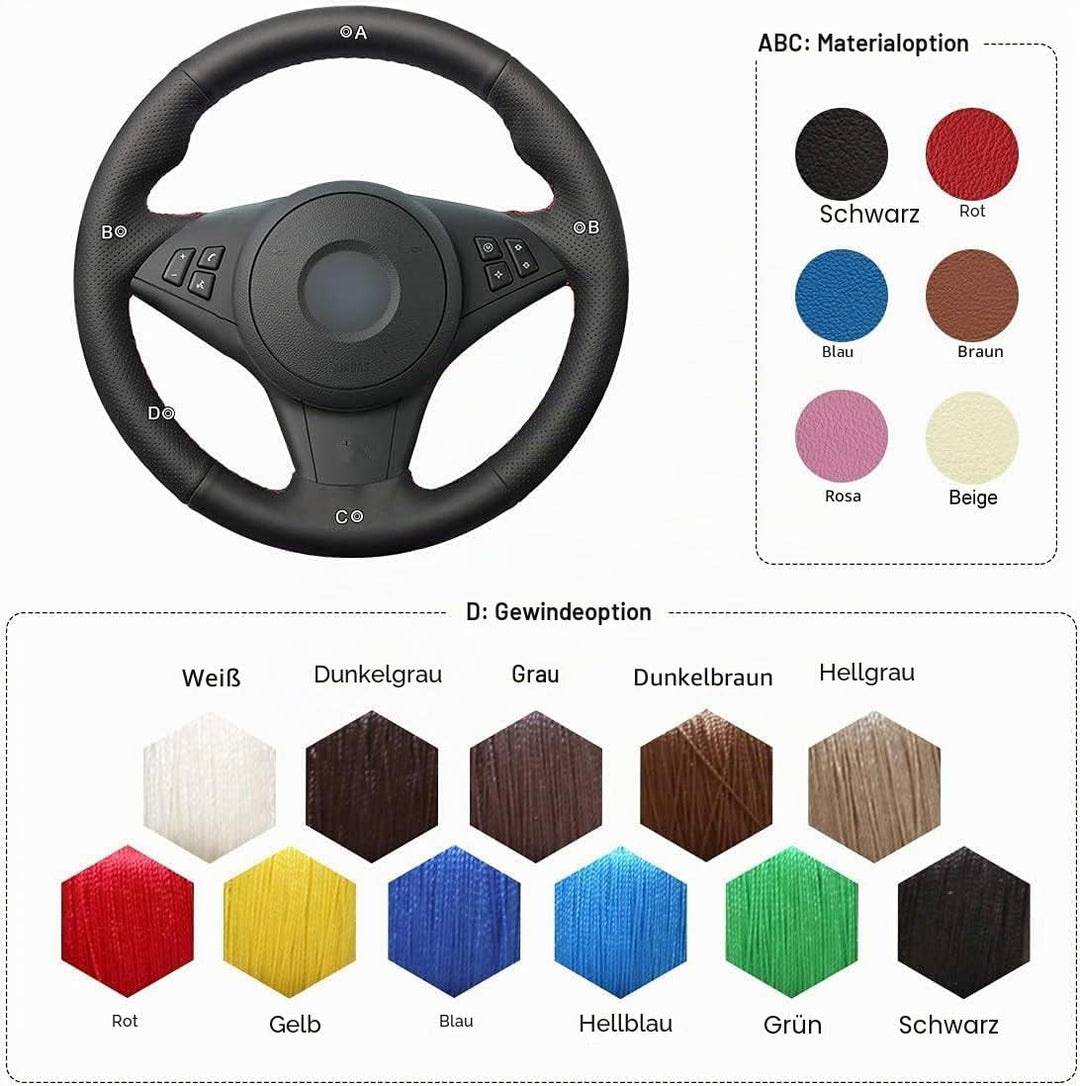 MEWANT Lenkradbezug für E60 M5 E63 E64 Cabrio M6 DIY Hand Nähen Kunstleder Auto Lenkradbezüge Wrap m