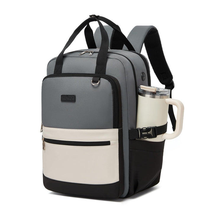 KONO Rucksack Damen 15,6 Zoll Laptop Rucksack, Geräumiger Wasserabweisender Schulrucksack mit Flasch