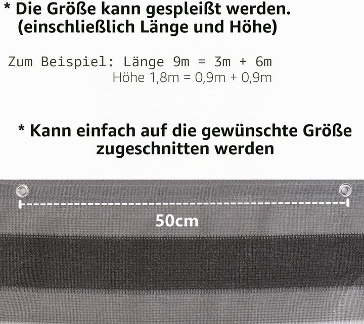 Sekey Balkon Sichtschutz Balkonabdeckung HDPE 220 g/m², 75x600cm, Leicht Transparent Wind- und UV-Sc
