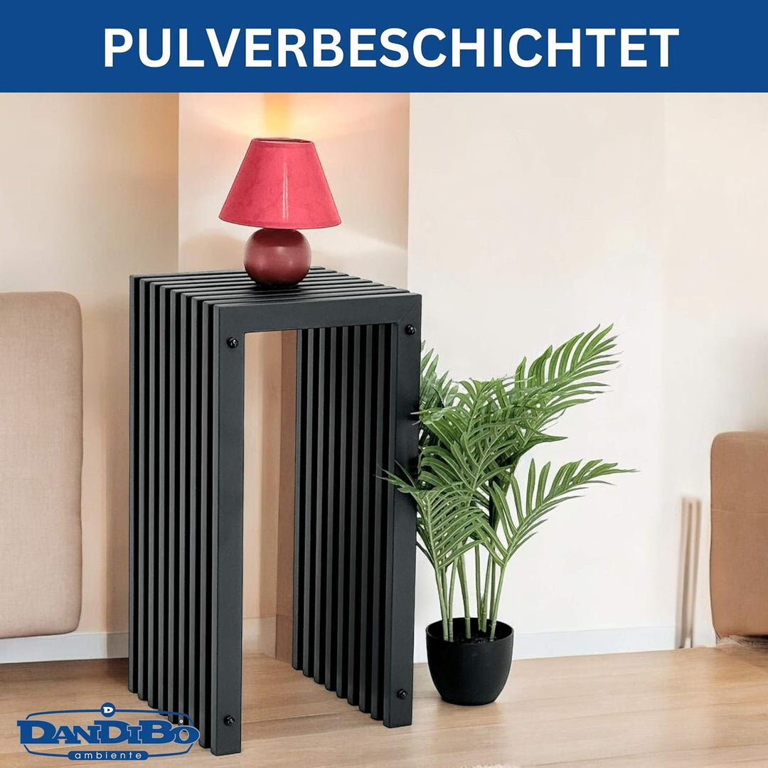 DanDiBo Lamellenhocker Hocker Metall Schwarz Eckig Base 65 cm Massiv Modern Beistelltisch Lamellen (