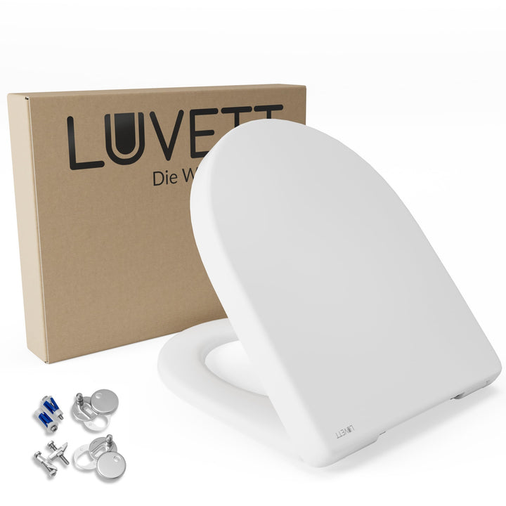 LUVETT® WC-Sitz mit Absenkautomatik D140 D-Form Soft Close® & TakeOff EasyClean Abnahme, hygienisch