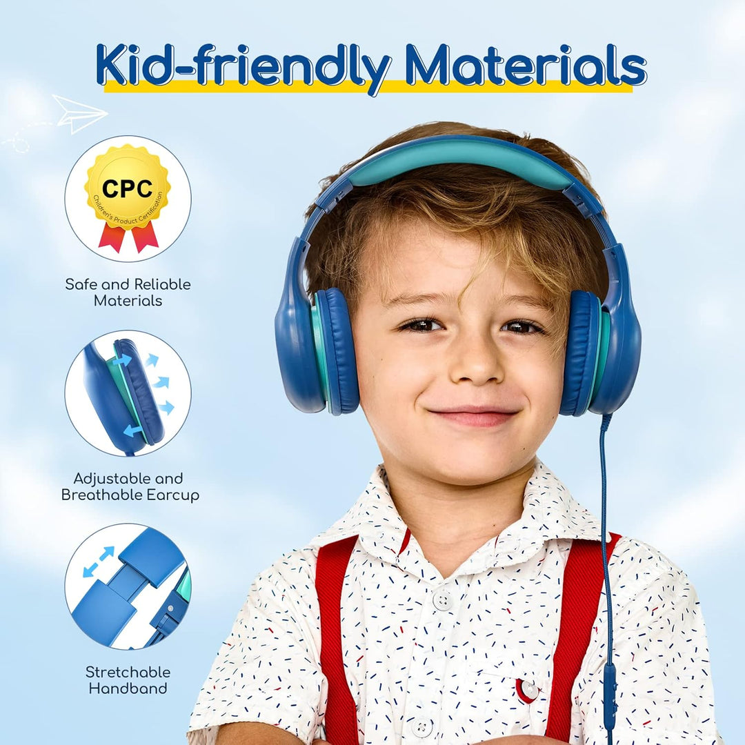 EarFun Kinder Kopfhörer, Kopfhörer Kinder mit Kabel, 85/94dB Lautstärkenbegrenzer, Faltbare, Einstel