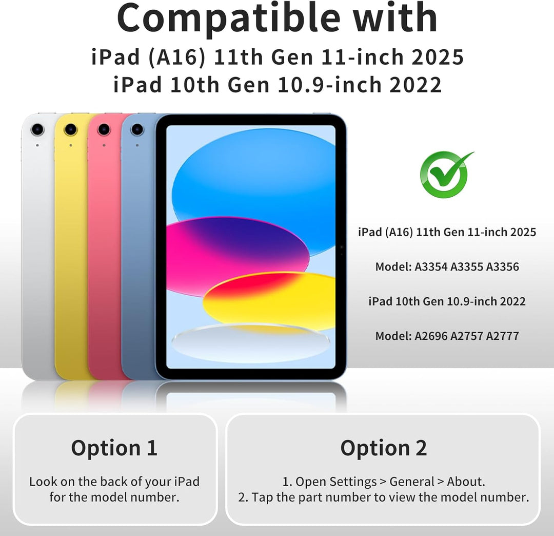 Hülle für iPad (A16) 11. Generation 11 Zoll 2025, iPad 10. Generation 10,9 Zoll 2022, Ultradünn Stos