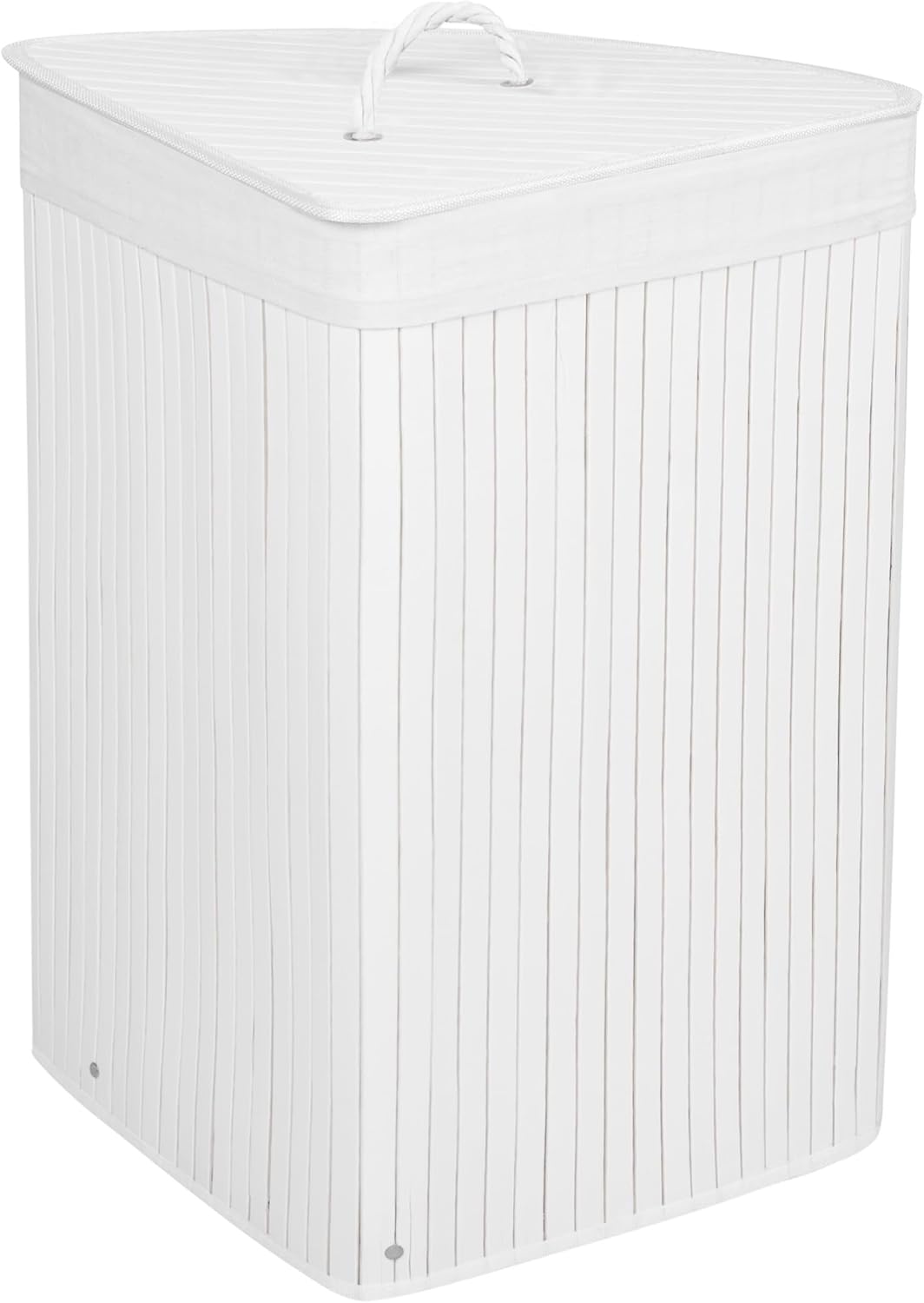 SPRINGOS Eckwäschekorb, Wäschesammler mit Deckel, 73 L, Wäschetonne, Bambus, platzsparend, Badeinric