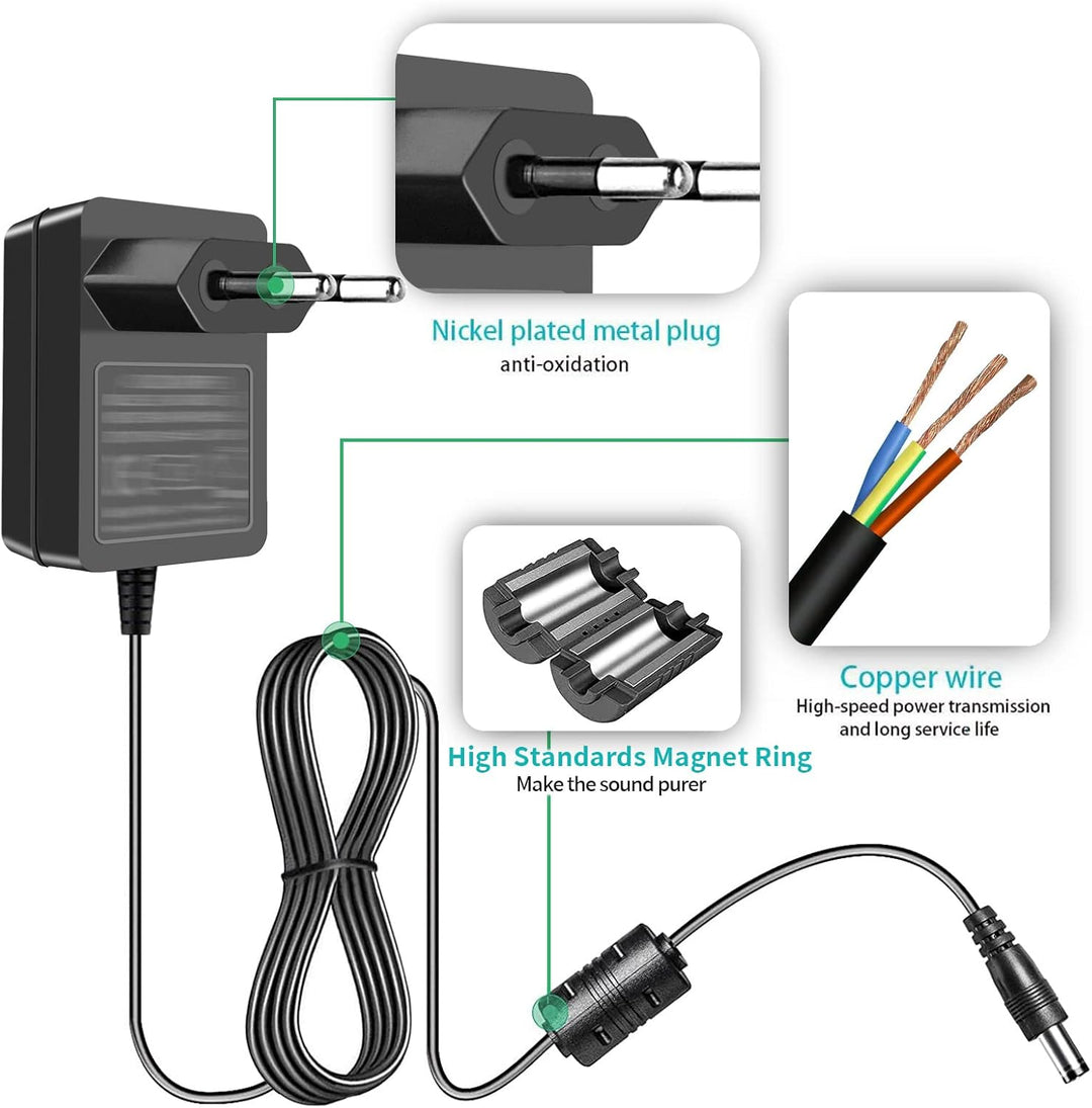9V Netzteil Netzkabel, kompatibel mit Brother P-Touch Etikettendruckern PT-D210 PT-E100 PT-D200 PT-H