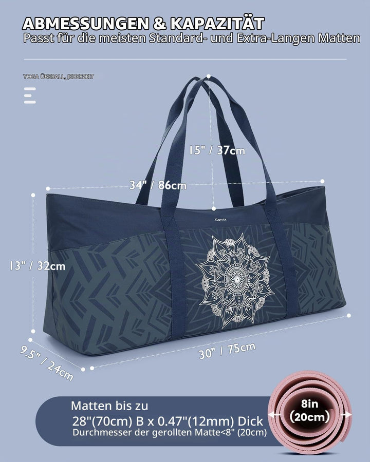 Gonex Yogatasche, Extra Grosse Canvas Sporttasche mit Wasserdichtem Fach &amp; Metallreissverschluss, Fü