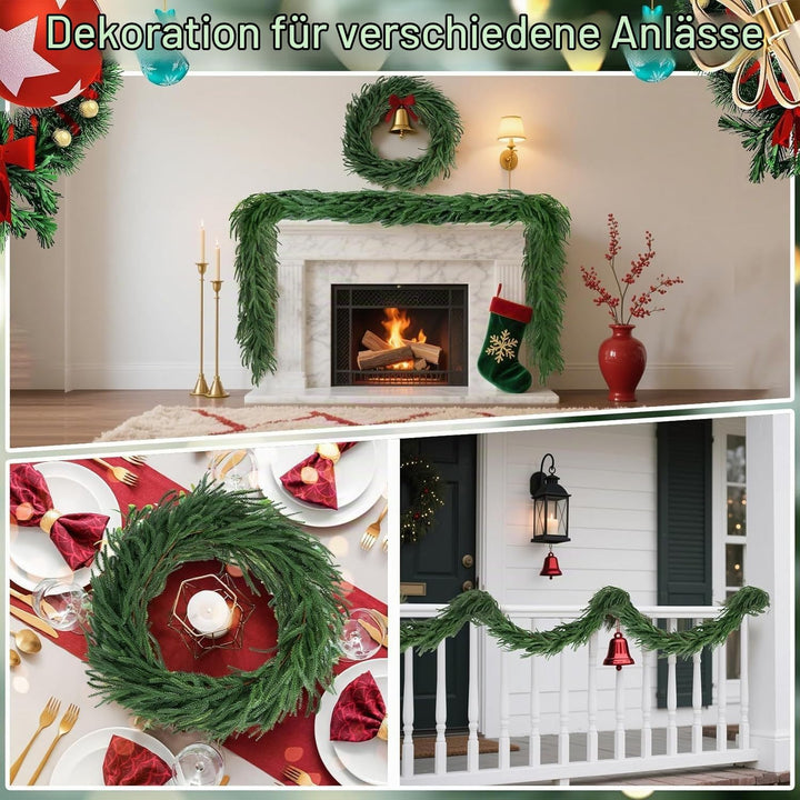 Laelfe 2 Stück Weihnachtliche Norfolk Kieferngirlande, 183 cm | Real Touch PE Norfolk Pine Girlande,