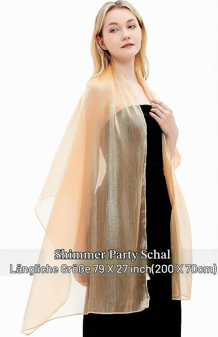 Gragengs Damen Schals und Wraps für Abendkleider Leichte Sheer Crepe Tücher Shimmer Hochzeit Party S