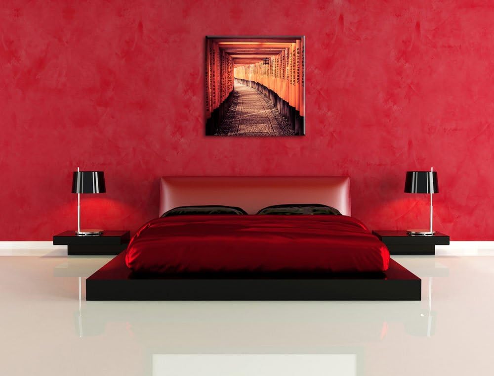 Pixxprint Gebetsgang Tempel als Leinwandbild/Grösse: 70x70 cm/Wandbild/Kunstdruck/fertig bespannt, 7