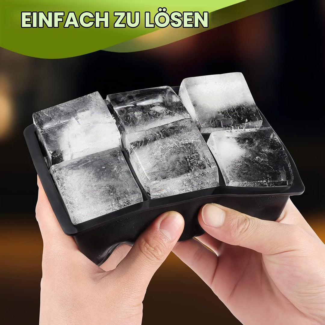 Sinnsally Eiswürfelform Silikon,XXL Eiswürfelform Eiswürfelformen &amp; Eiswürfelschalen mit Deckel,Eisk
