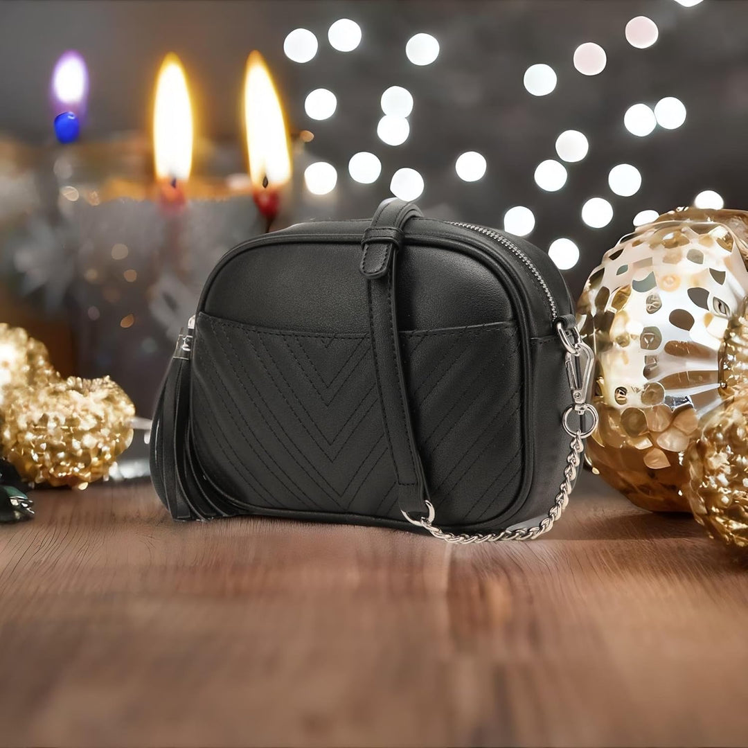 lola mae Damen Gesteppte Umhängetasche Black-silver Hardware Lm691, Black-silver Hardware Lm691