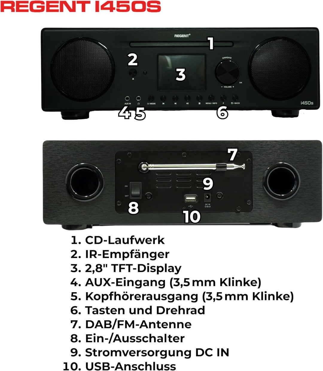 Ferguson Regent i450s CD-Player Internetradio mit Netzwerkfunktion, Spotify Connect, AUX, USB, Bluet