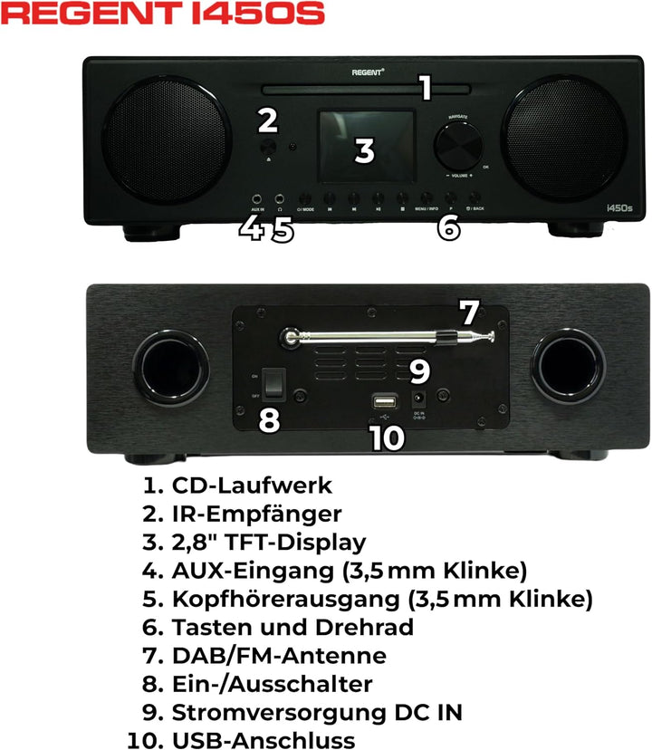 Ferguson Regent i450s CD-Player Internetradio mit Netzwerkfunktion, Spotify Connect, AUX, USB, Bluet