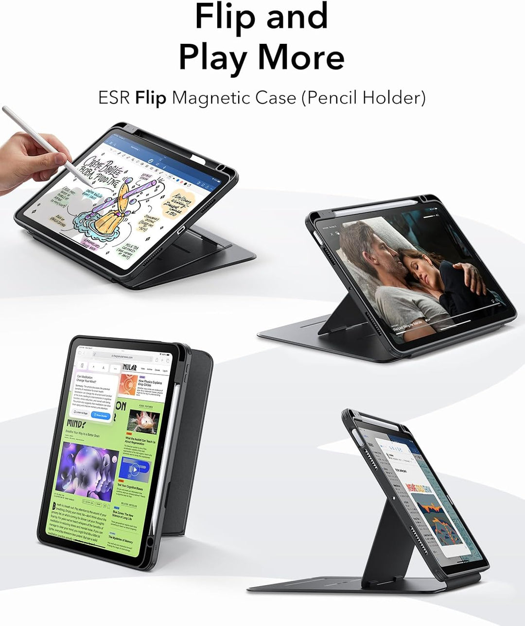ESR Hülle für iPad Air 11 Zoll (2025/2024), iPad Air 7./5./4. Generation (2022/2020), Vertikale Stan