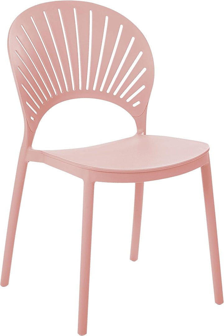 Beliani Esszimmerstühle Kunststoff rosa 4er Set für den Innen- und Aussenbereich Ostia Pastellrosa,