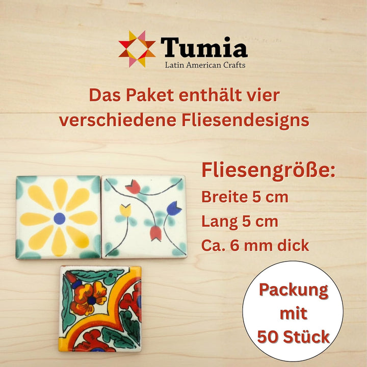 Eine Packung von 50 mexikanischen handgemachten Talavera, 5 cm Fliesen