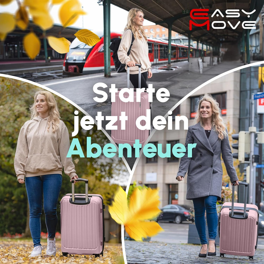 Easy Move ABS Hartschalenkoffer [ERGONOMISCH & SICHER] - Grosser Trolley Koffer mit 360° Rädern, Zah