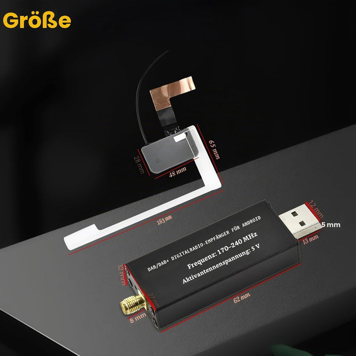 DAB DAB+ Empfänger für Android Autoradio, DAB Box für Digitalradioempfänger DAB+ Tuner mit Antenne,