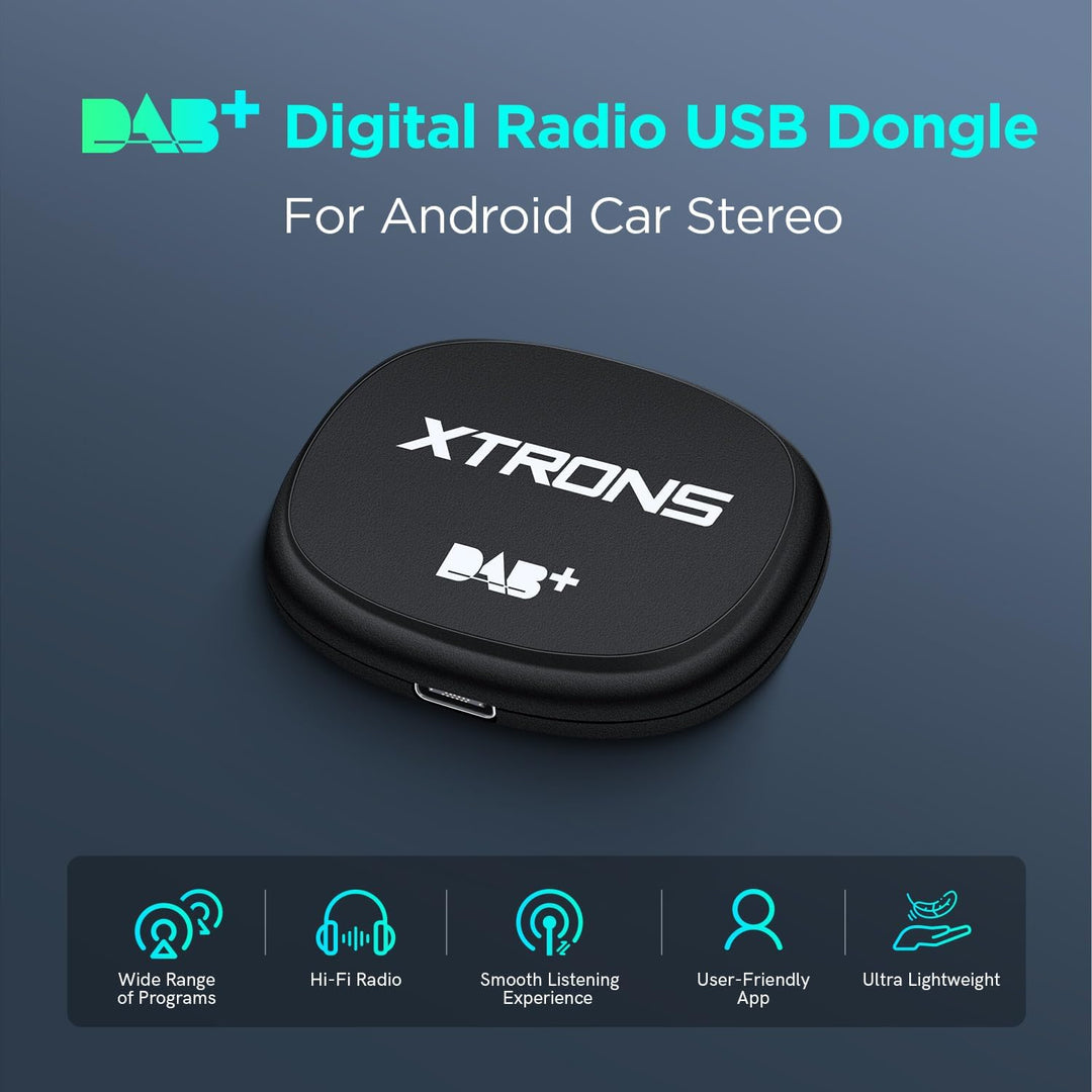 XTRONS Ultraleichter DAB+ Digitalradio-USB-Dongle für Android-Autoradio, unterstützt grosse Programm