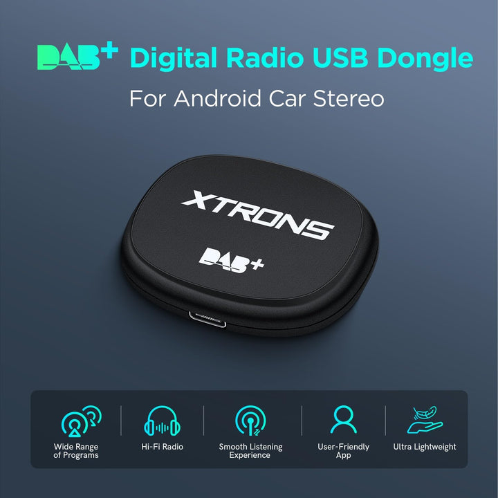 XTRONS Ultraleichter DAB+ Digitalradio-USB-Dongle für Android-Autoradio, unterstützt grosse Programm