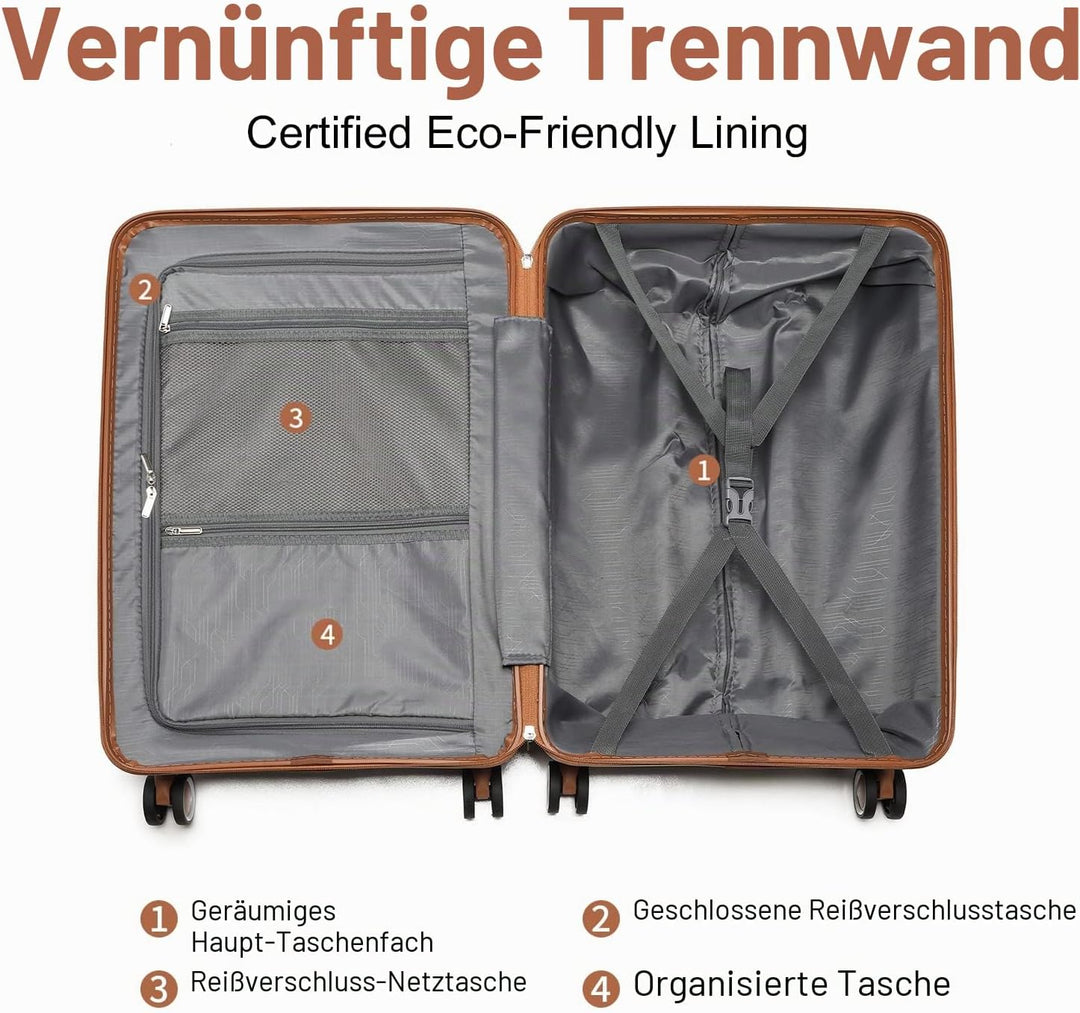 British Traveller Koffer Trolleys Set Hartschalenkoffer Reisekofferset 100% PP Handgepäck Rollkoffer